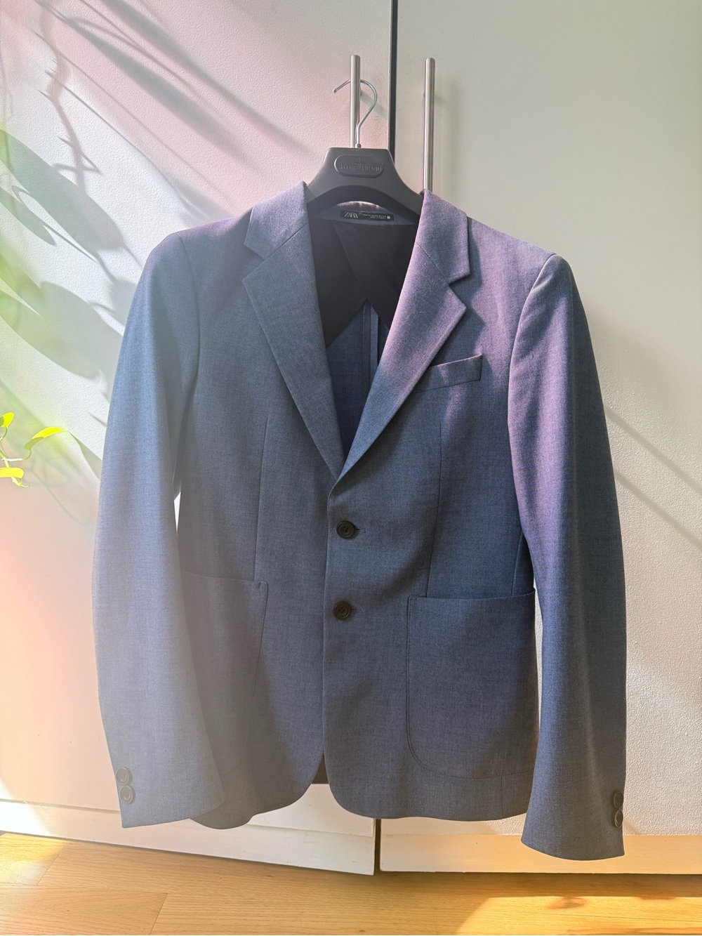 Zara Men's Navy Blue Two-Button Blazer